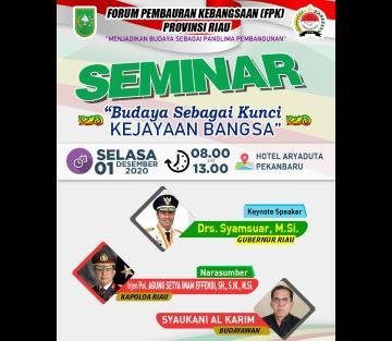 Diikuti Paguyuban se-Riau, Seminar FPK Hadirkan Gubri dan Kapolda