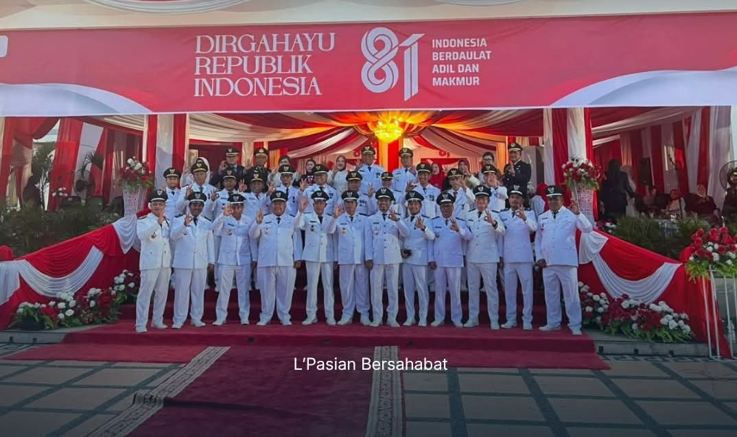 Kalapas Pasir Pangarayan Hadiri Upacara Penurunan Bendera HUT ke-81 Kemerdekaan RI di Kantor Bupati Rokan Hulu