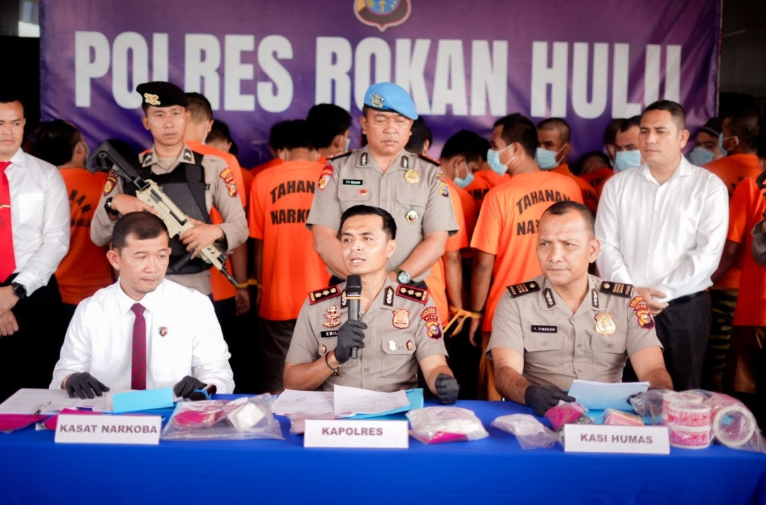 Polres Rohul Gelar Press Release, Bandar Narkotika di Rambah Ditangkap dengan Sabu 1,03 Kilogram dan 246 Butir Ekstasi