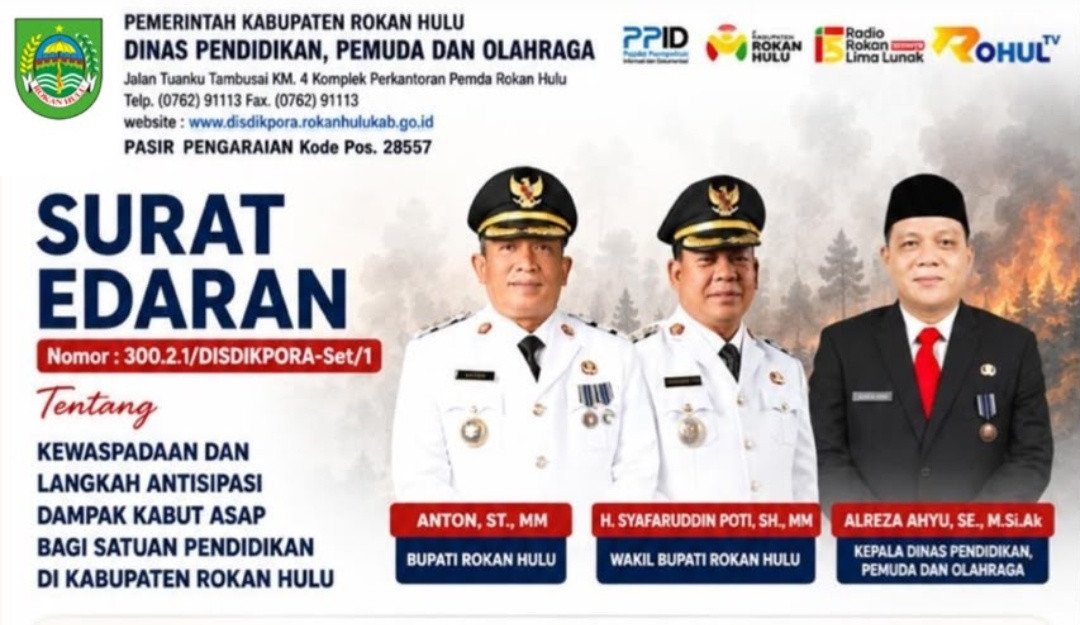 Atas Arahan Bupati Disdikpora Rokan Hulu Keluarkan Surat Edaran