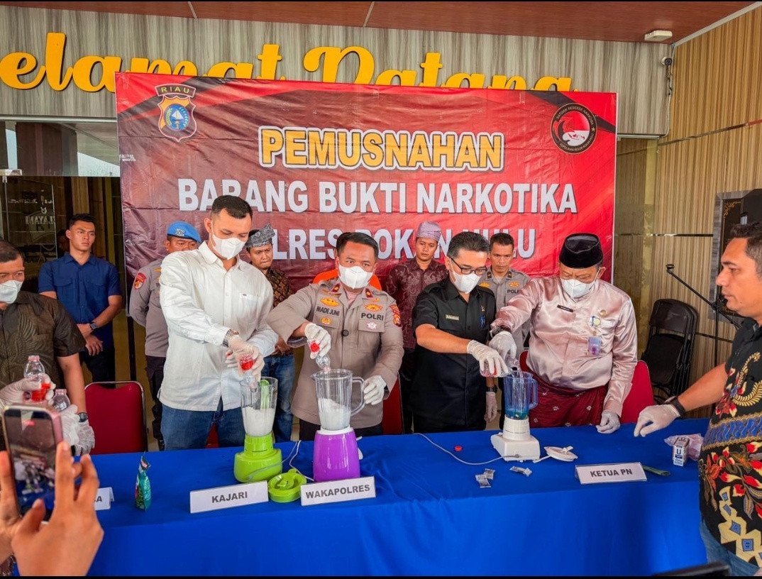 Polres Rohul Bersama Kejaksaan dan Pengadilan Musnahkan 961,5 Gram Sabu dan 229 Butir Ekstasi