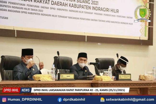 Sampaikan Keputusan APBD Inhil Tahun 2022 di Rapat Paripurna Ke-25 DPRD Kabupaten Inhil