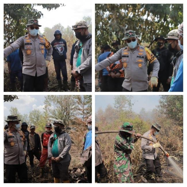 Kapolda Riau Gencarkan Padamkan Api Karhutla di Pulau Merbau dan Bengkalis
