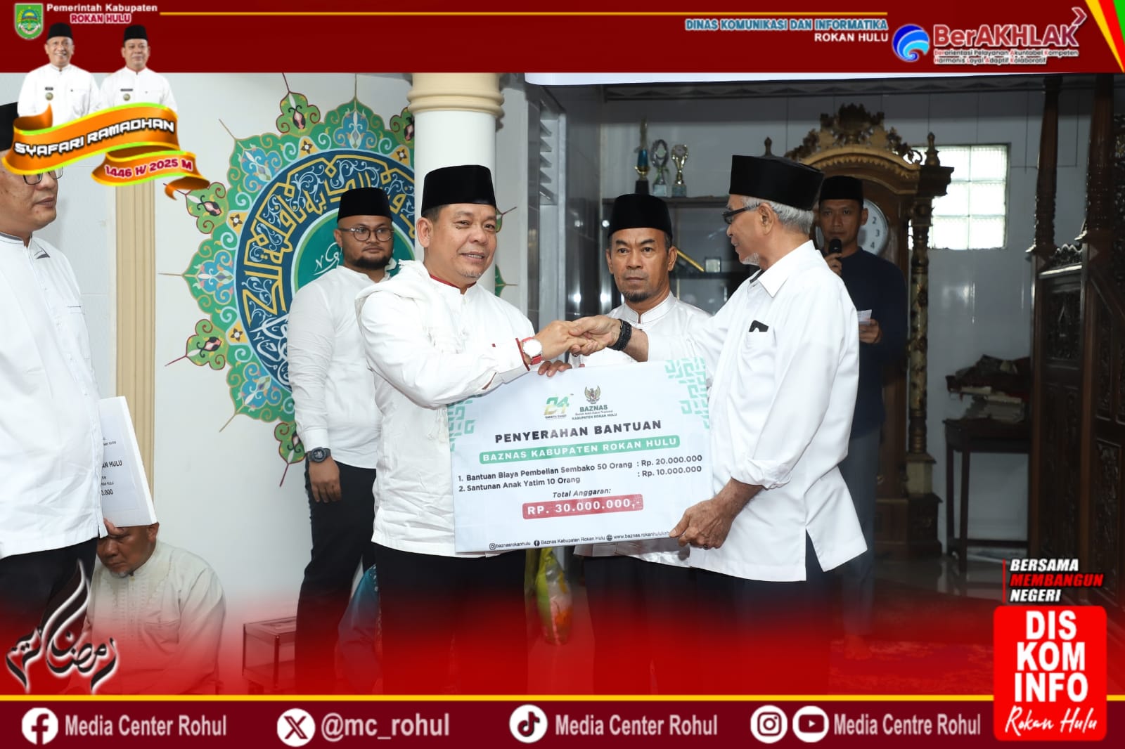 Wakil Bupati Rohul Kunjungi Masjid Raya Pekan Tebih dalam Safari Ramadan