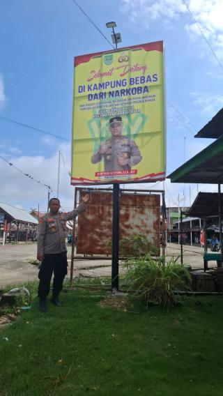 Stop Narkoba, Ipda Jones Cek Peresmian Kampung Tanpa Narkoba Di Desa Rambah Hilir